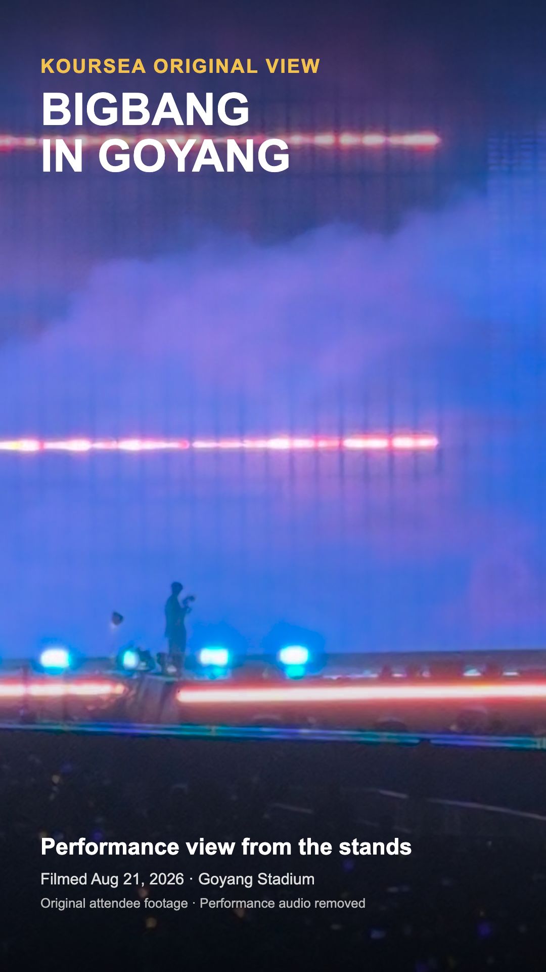 BIGBANG member on the Goyang Stadium runway under blue and red stage lighting