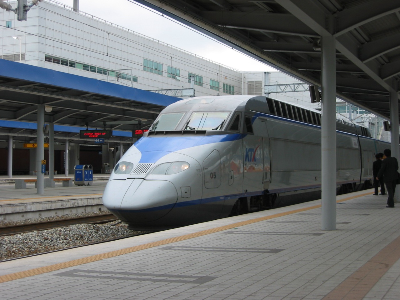 KTX train stopped at Dongdaegu Station platform